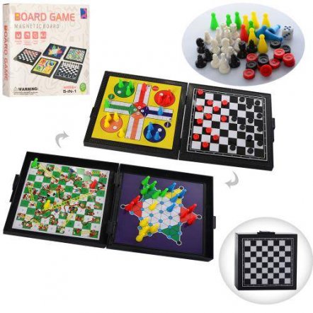 Настольная игра Шашки, шахматы, уголки, лудо, мини-шахматы 5 в 1 R9204