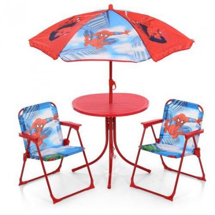 Столик летний с зонтом и раскладными стульчиками для детей Спайдермен 93-74-SP