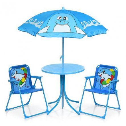 Столик летний с зонтом и раскладными стульчиками для детей Дельфины 93-74-DLF