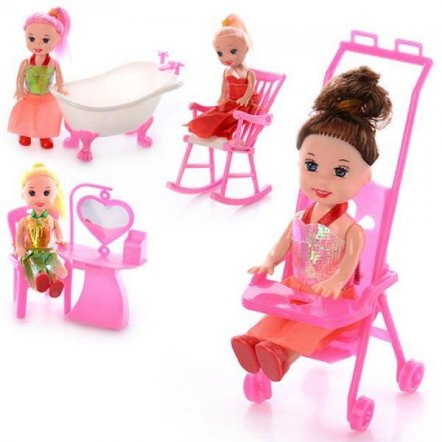 Мини кукла с мебелью или коляской 9905-86-88 B  