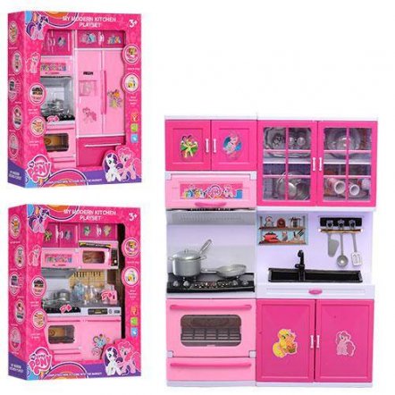Мебель для куклы розовая Кухня со звуком и светом DN9913-14-18PO