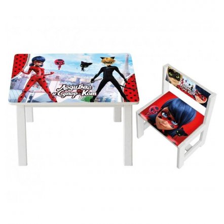 Детский стол и стул для творчества укрепленный Леди Баг Lady Bug BSM1-M01