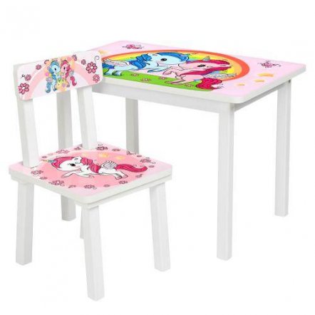 Детский стол и стул  для творчества единороги BSM2K-04 