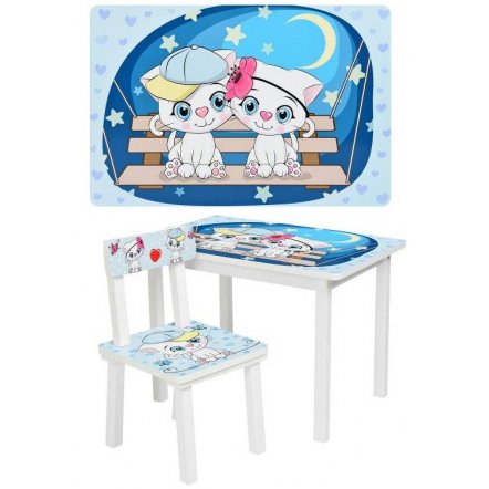Детский стол и стул  для творчества  Котики на качелях BSM2K-25 Cats at night