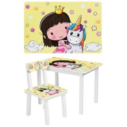 Детский стол и стул  для творчества  Принцесса и единорог BSM2K-31 Princess and Unicorn 