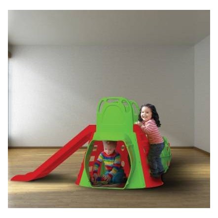 Горка с тоннелем для детей для дома красно-зелёная 01470/3 Долони