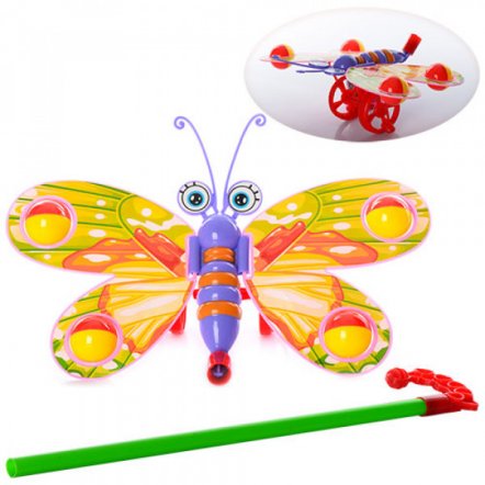 Каталка-бабочка на палочке W882-11 машет крыльями