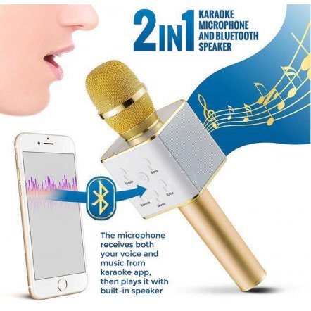 Микрофон беспроводной для караоке USB Bluetooth Q7 