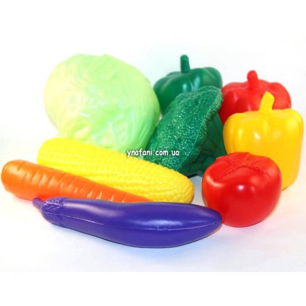 Набор пластиковых овощей в сетке ИП.18.004 Toys Plast, Украина 9 предметов большие