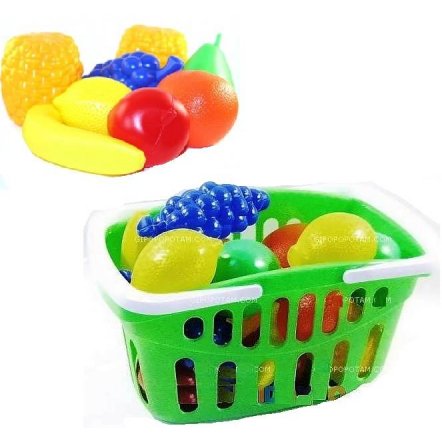 Набор пластиковых  фруктов в корзинке ИП.18.002