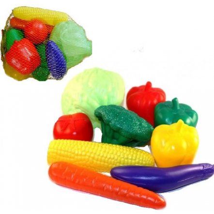 Набор пластиковых овощей в сетке ИП.18.004 Toys Plast, Украина 9 предметов большие