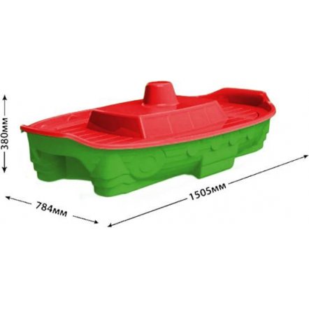    Песочница с крышкой - бассейн Корабль 03355 зелено-красная