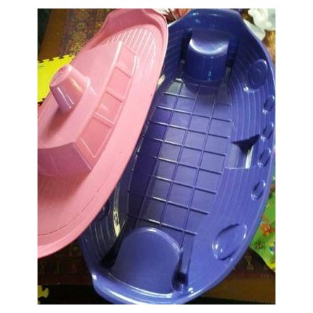    Песочница для девочки с крышкой - бассейн Корабль 03355 фиолетово-розовая