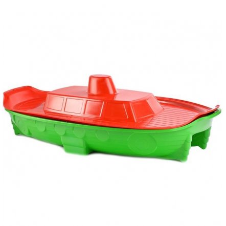    Песочница с крышкой - бассейн Корабль 03355 зелено-красная