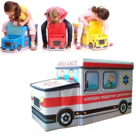Пуф детский для игрушек Автобус Скорая помощь или Полиция "УкрДом", Украина