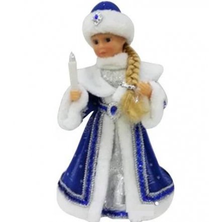 Снегурочка игрушка в голубом с фонариком музыкальная  большая 11698