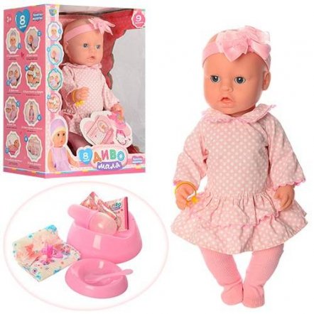    Пупс Baby Born в розовом платье в горошек с бантом или цветок BL020-1899Q аналог