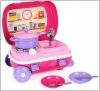 Кухня игровая в чемодане на колесах с набором посуды розовая 6061 ТехноК