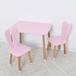 Комплект Стол+2 стула Зайчик розовый 04-027R+1