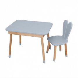 Комплект Стол с ящиком+стул Зайчик серый 04-027