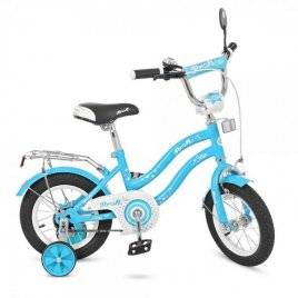 Велосипед детский Star 12д. голубой с дополнительными колесами L1294 PROF1