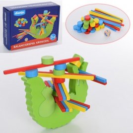 Деревянная игрушка баланс Крокодил с палочками, кубиками и блоками MD 1649 