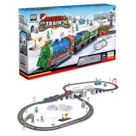 Железная дорога  детская со световыми эффектами + вокзал и снеговик 21812