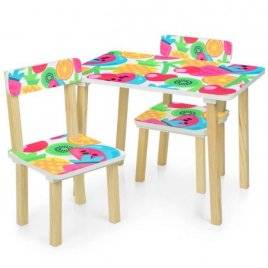 Детский стол и 2 стула Фрукты 501-76