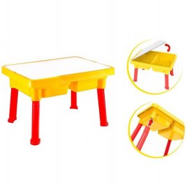    Столик-органайзер складной с крышкой и отсеками для мальчика желто-красный 8126 Технок