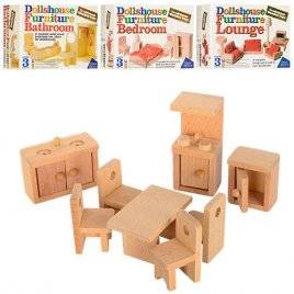 Сборная мебель деревянная для кукол малая 8209 4 вида
