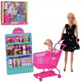 Кукла с  дочкой+ супермаркет и тележка 8364-BFDEFA