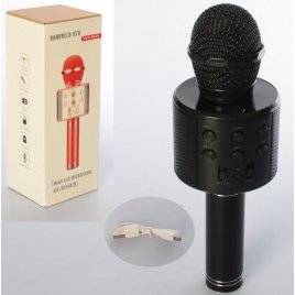 Микрофон  черный со световыми эффектами Bluetooth WS858