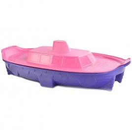    Песочница для девочки с крышкой - бассейн Корабль 03355 фиолетово-розовая