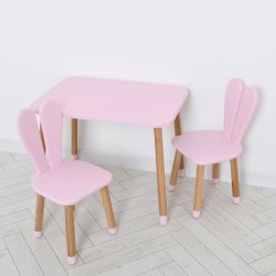 Комплект Стол+2 стула Зайчик розовый 04-027R+1