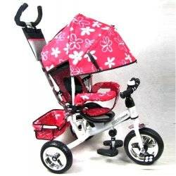 Велосипед Profi Trike M 0448-3 розовый с цветочками c тормозами
