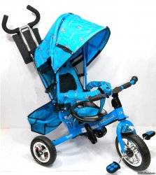 Велосипед Profi Trike M 0449-1 голубой c надувными резиновыми колесами