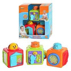 Игрушка музыкальная развивающая Чудо Кубики "Пирамидка, погремушка и зеркало" 0613 Win Fun  