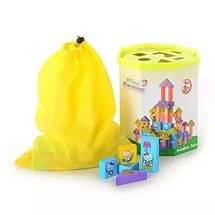 Деревянный конструктор Городок 56 деталей MD 0656 желтый