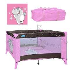Манеж-кровать M 0821 детский розовый+шоколад на змейке "Bambi"