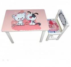 Детский стол и стул для творчества кот и собачка BSM1-10