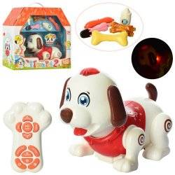 Собака c музыкальными и световыми эффектами ходит  реагирует на аксессуары 11031