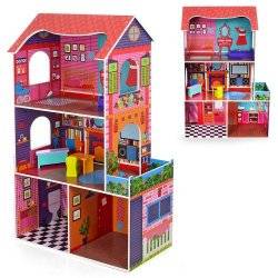 Домик для кукол деревянный 3 этажа 4 комнаты 1206