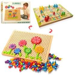Мозаика деревянная + игра бродилка 2 в 1 1218