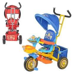 Велосипед трехколесный с ручкой музыкальный M 1660-2 красный