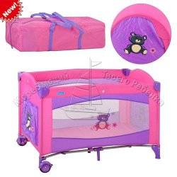 Манеж детский игровой в сумке с лазом на змейке, карманом и 2-мя колесами с тормозом 3 вида 1703-1705