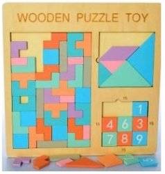 Геометрика деревянная игрушка фигуры Тетрис, фигуры+ цифры 2109