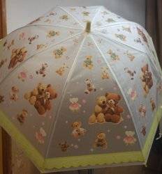 Зонт-трость прозрачный полуавтомат 25584 Мишки желтый