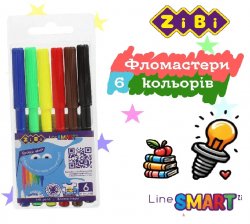 Фломастеры на водной основе 6 цветов SMART Line 2808 ZiBi 