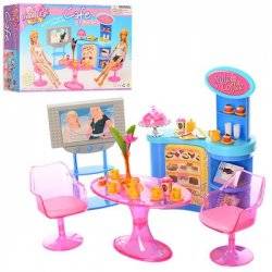 Мебель для кукол Кухня, телевизор + посуда 2918 Gloria