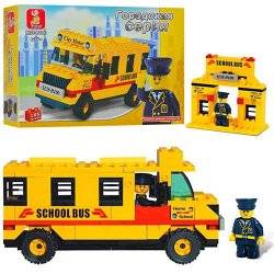 Конструктор машинка Автобус школьный желтый 105 деталей 303213/ B100 Sluban